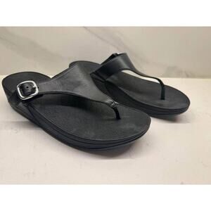 FitFlop Women’s Size 8 All Black Lulu Buckle Platform Sandal